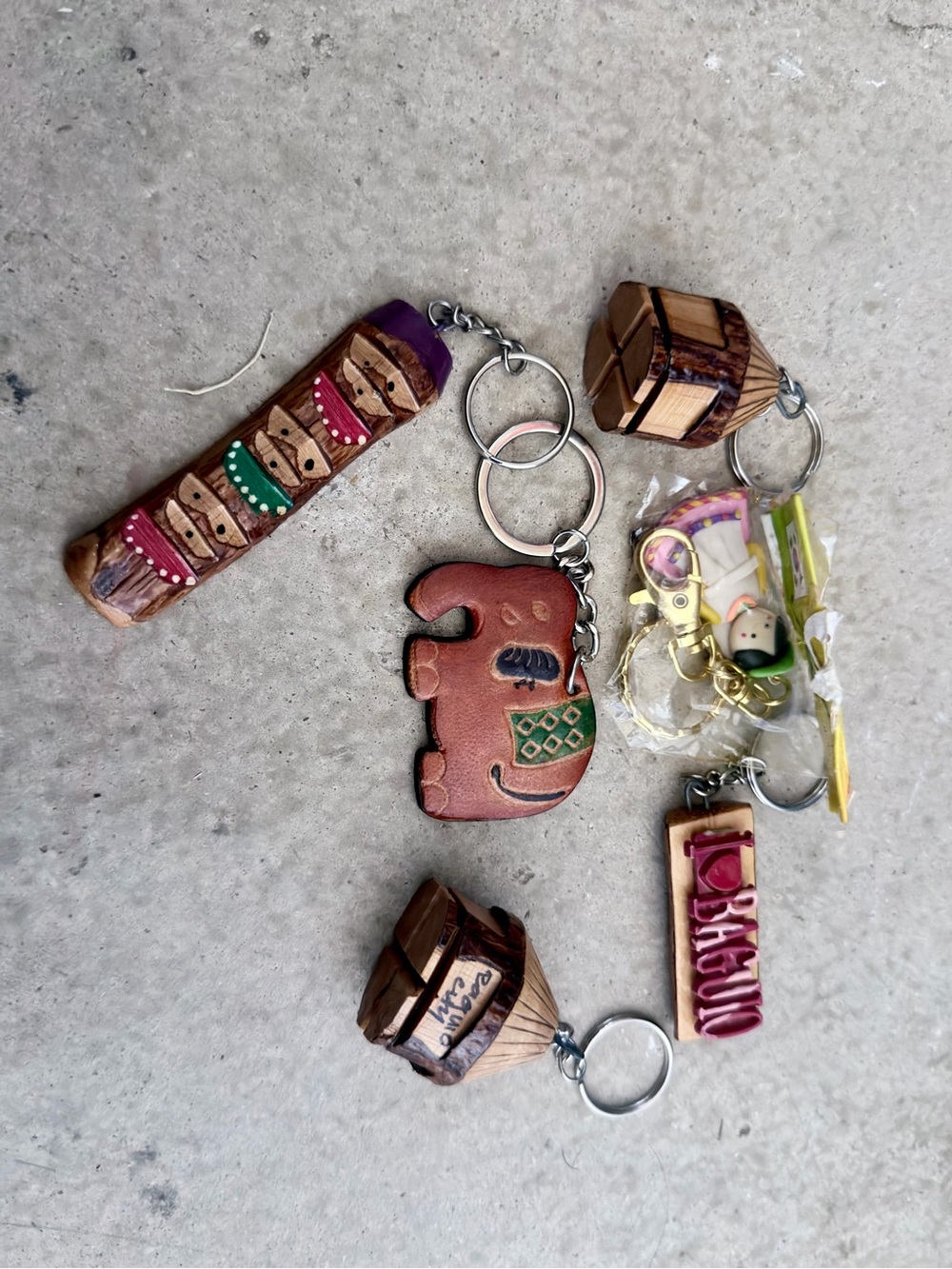 Handcrafted Brown Elephant Leather Keychain with Colorful Accents. Philippines